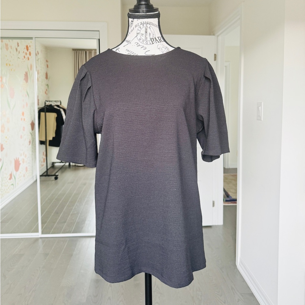 Black puff sleeve blouse - size Large